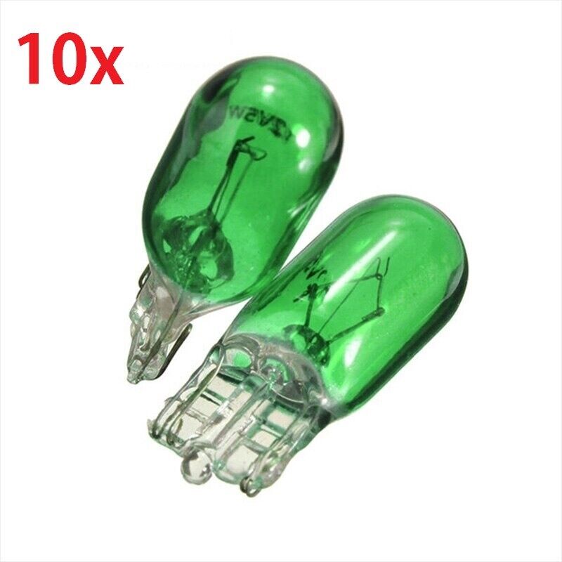 10 x 501 GREEN SIDE LIGHT PUSH IN CAR CAPLESS NUMBER PLATE BULBS W5W 12V 5W