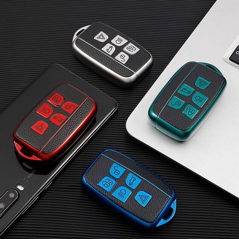 TPU Leather Remote Key Fob Key Case for Jaguar Land Rover Range Rover 