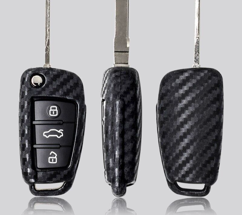 Rubber Carbon Key Case Cover for Audi A3 A4 B7 B6 B8 A6 C5 C6 Q5 Q7 A4L