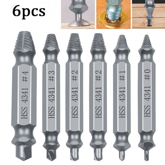 6pcs Damaged Screw Extractor Drill Bit Set Easily Take Out Broken Screw