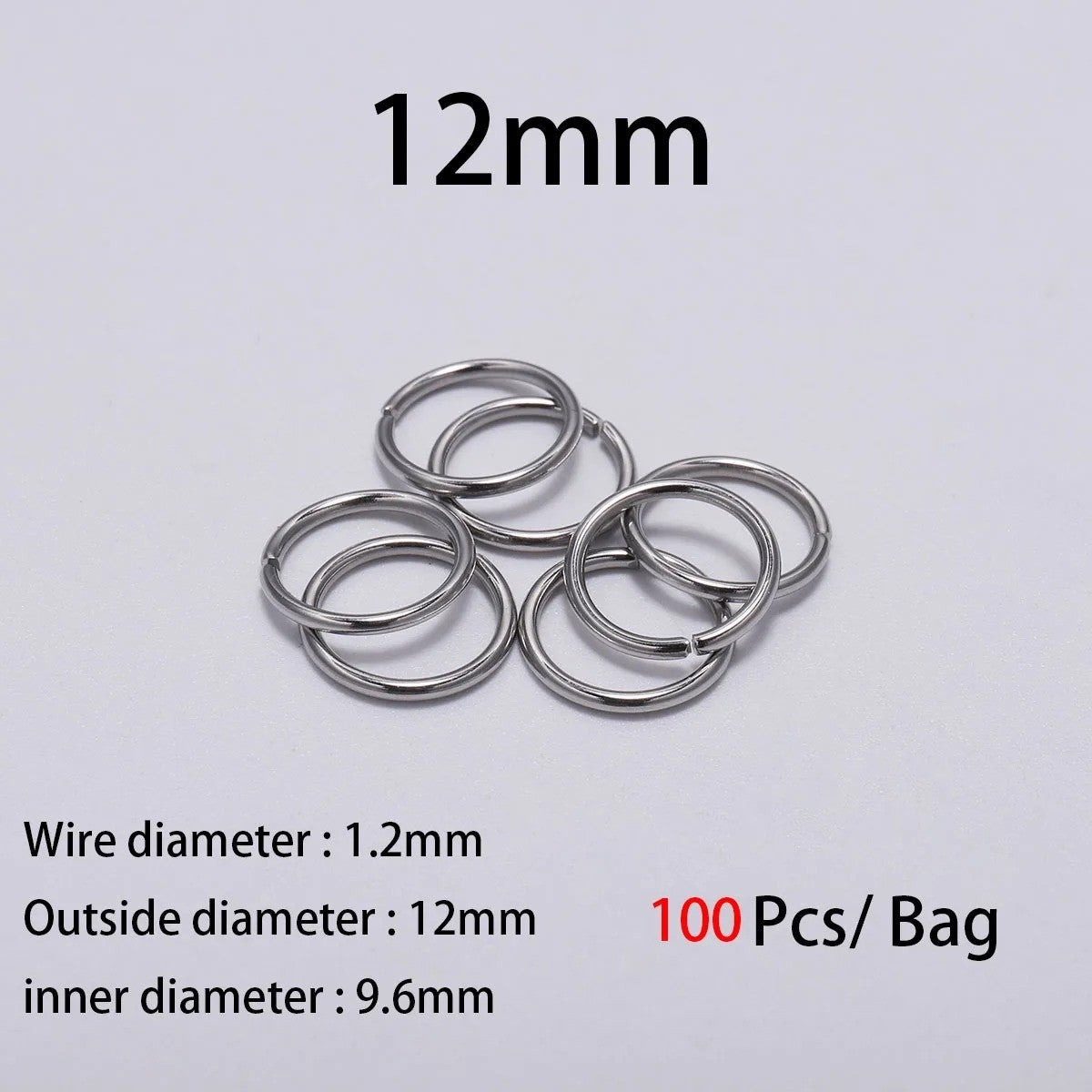 100pcs Stainless Steel Split Ring Open Single Loops Jump Rings Connectors