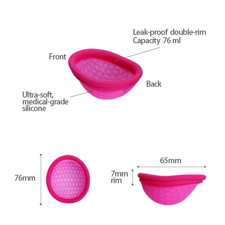 Silicone Menstrual Women's Period Cup Disc 2 Different Sizes and Colours