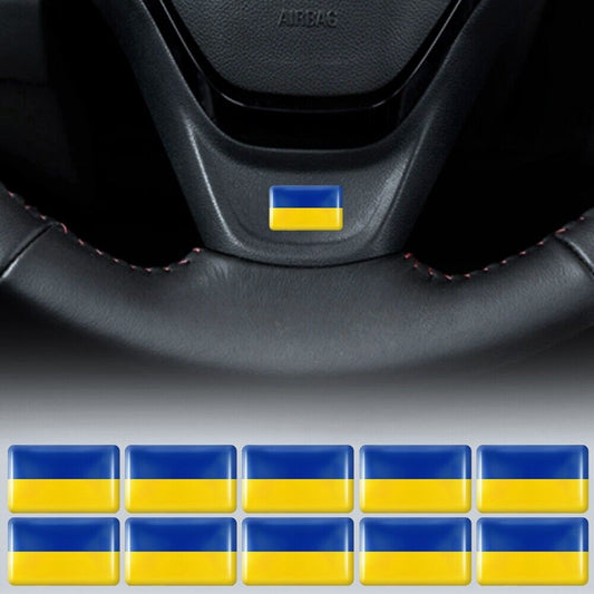 10pcs Epoxy Ukraine Flag Stickers Car Interior Decoration Decal