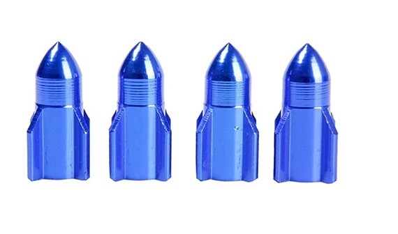 4x Tyre Valve Dust Caps Rocket Shape Alloy Car Van Motorcycle Bmx