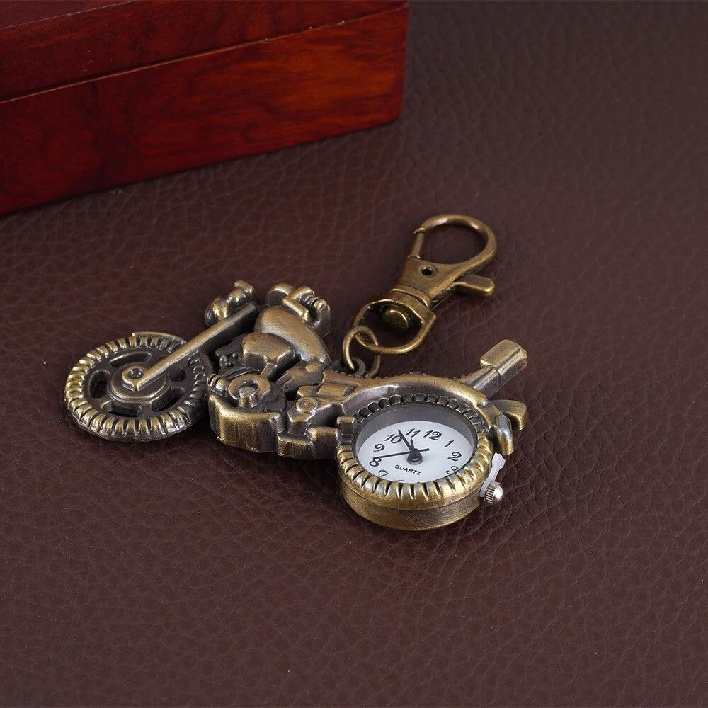 Quartz Watch Small Bronzed Motorcycle Shape Pocket Watch Gift Present