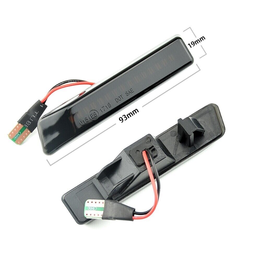 2x Dynamic LED Side Indicator Repeater Light with Smoked Lens for BMW X5 E53 E36