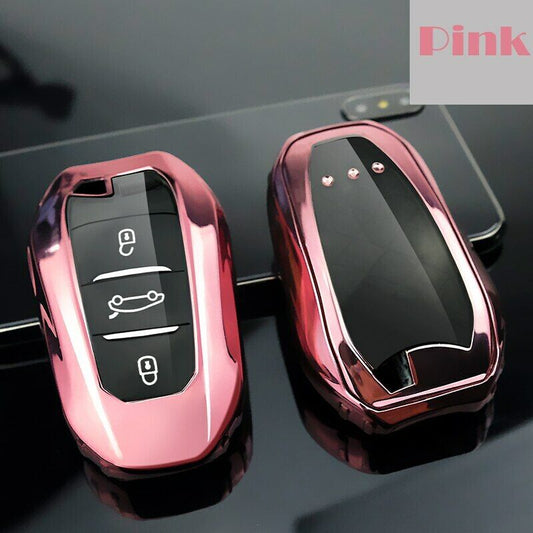 Key Fob Case Cover Pink Peugeot 308 408 508 2008 3008 4008 5008 