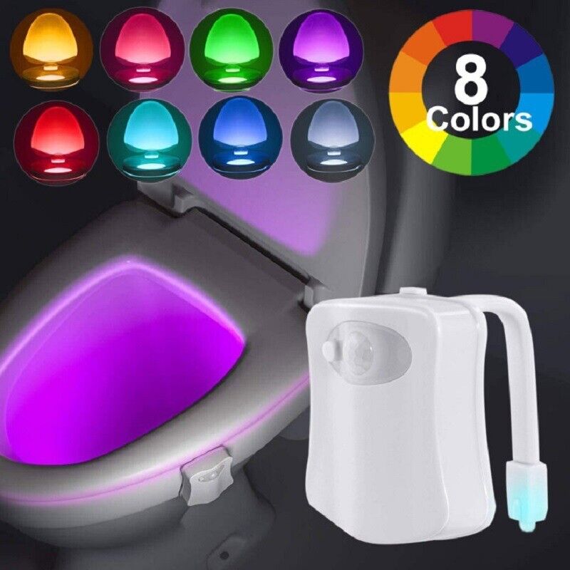 Night Light for Toilet Seat 8 Colours Waterproof Backlight Smart Motion Sensor