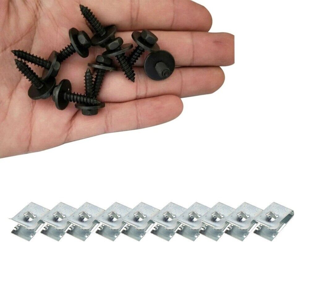 10x Screws + 10x U Clips Engine Cover Undertray Screw Clips for BMW 20pcs Set