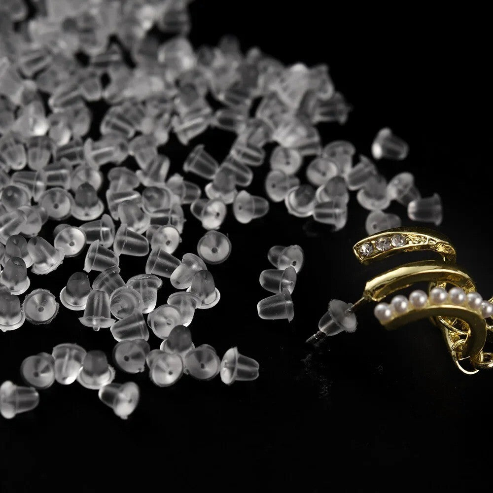 1000pcs Transparent Silicone Rubber Earring Clasp Ear Nut Plugging Earring Back