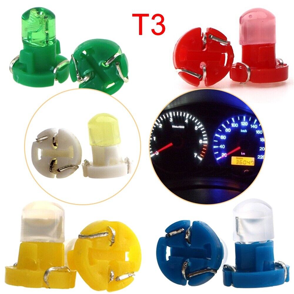 T3 Interior Light Wedge LED Auto Instrument Bulb 12V (5 Colours)