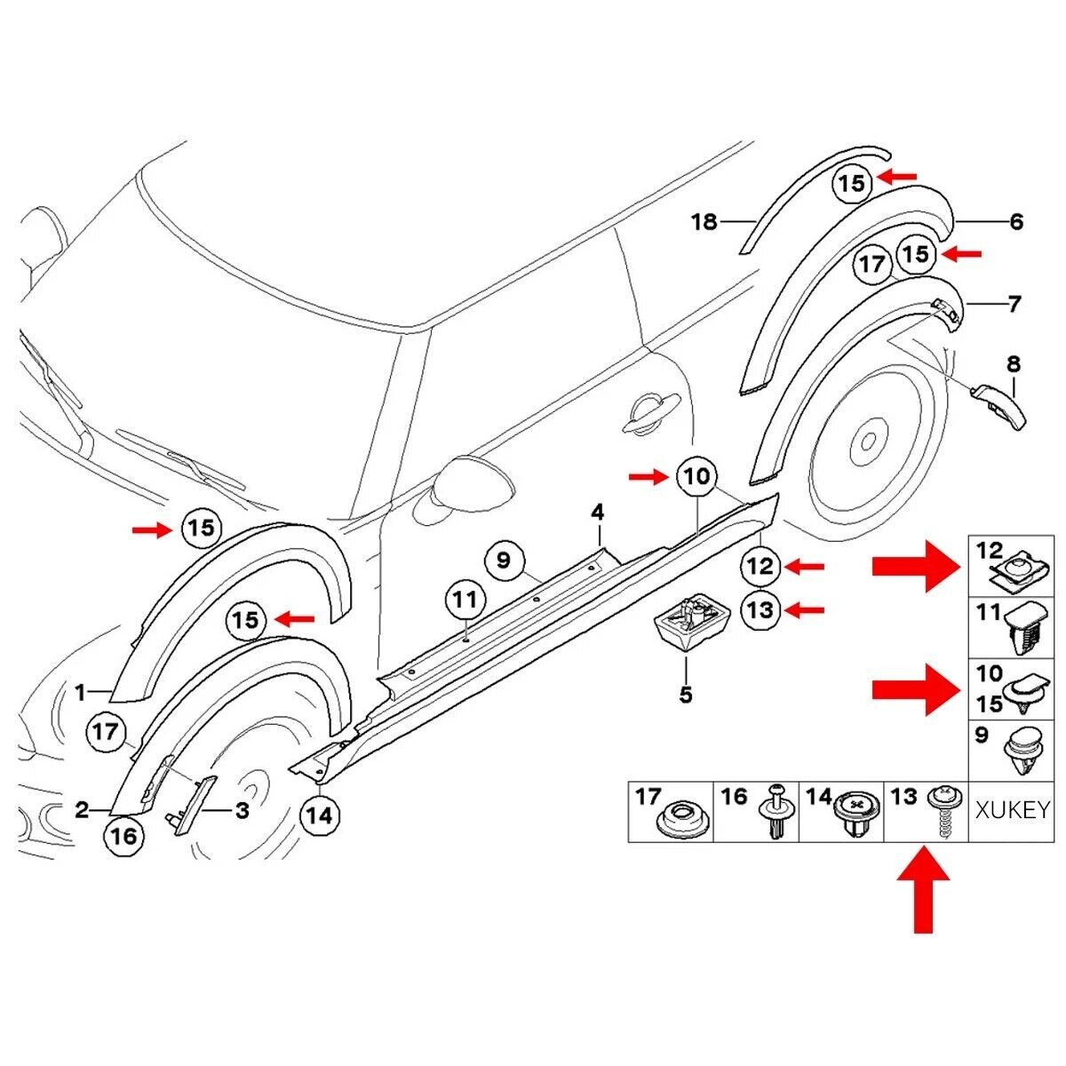 40pcs Set Chassis Engine Guard Metal Nut/Screw Washers U-shape Clips for BMW