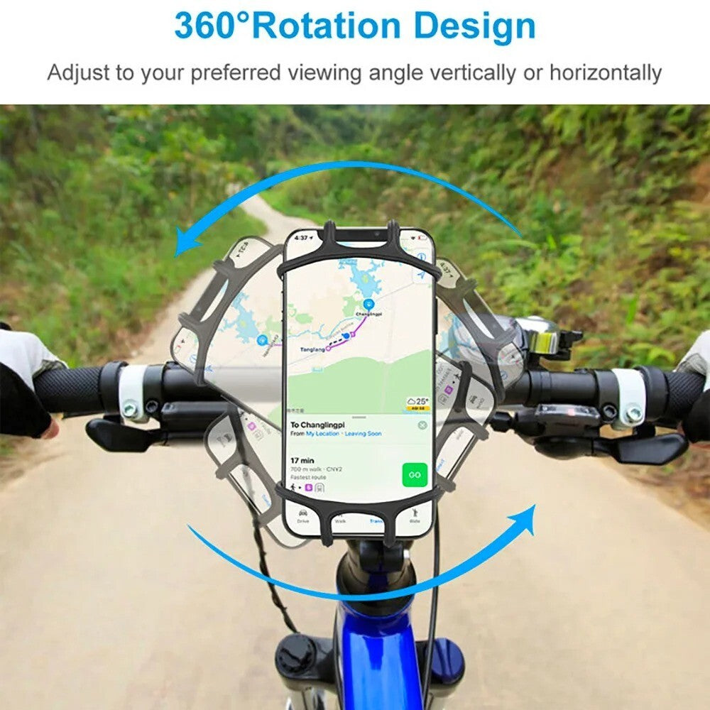 Bicycle Motorcycle Mobile Phone Holder Adjustable 360 Rotation Silicone Holder