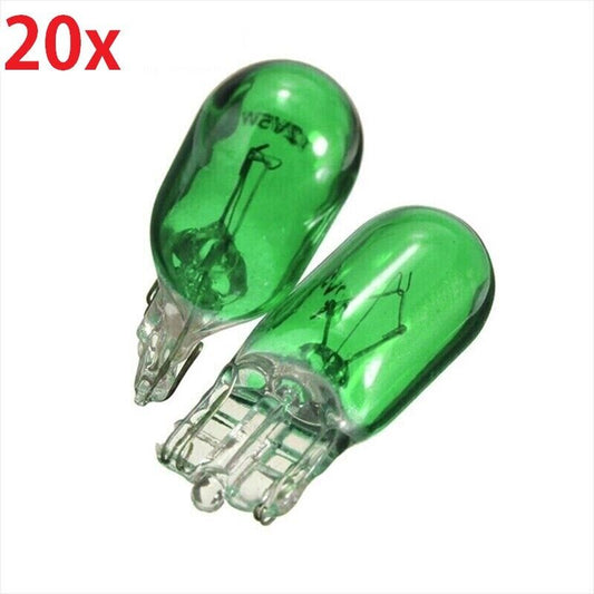 20x 501 GREEN SIDE LIGHT PUSH IN CAR CAPLESS NUMBER PLATE BULBS W5W 12V 5W