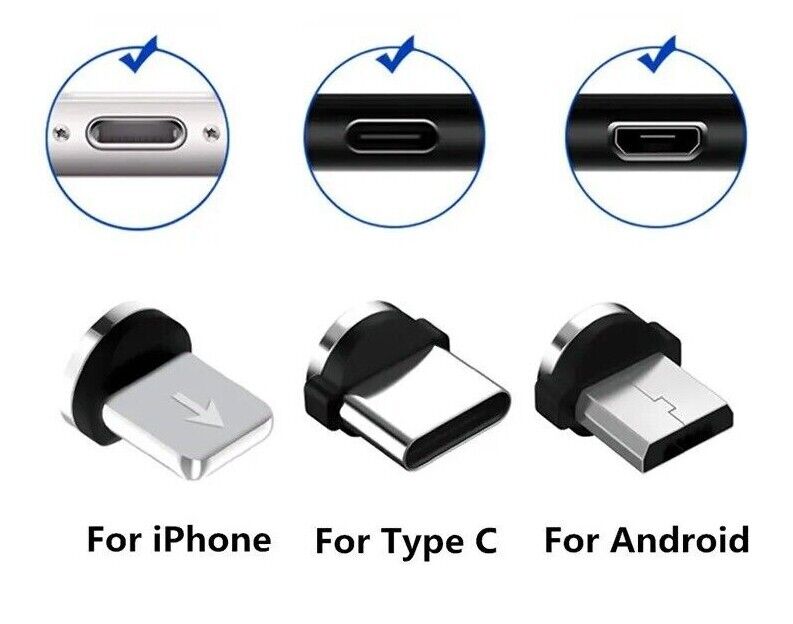 1x Magnetic Converter Charging Cable Adapter for Iphone Huawei Samsung Android