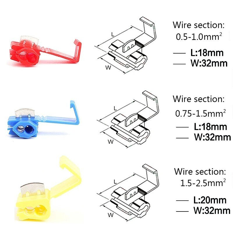 6x Scotch Lock Wire Connector Without Breaking Cable Insulated Line AWG 22-10 Cr