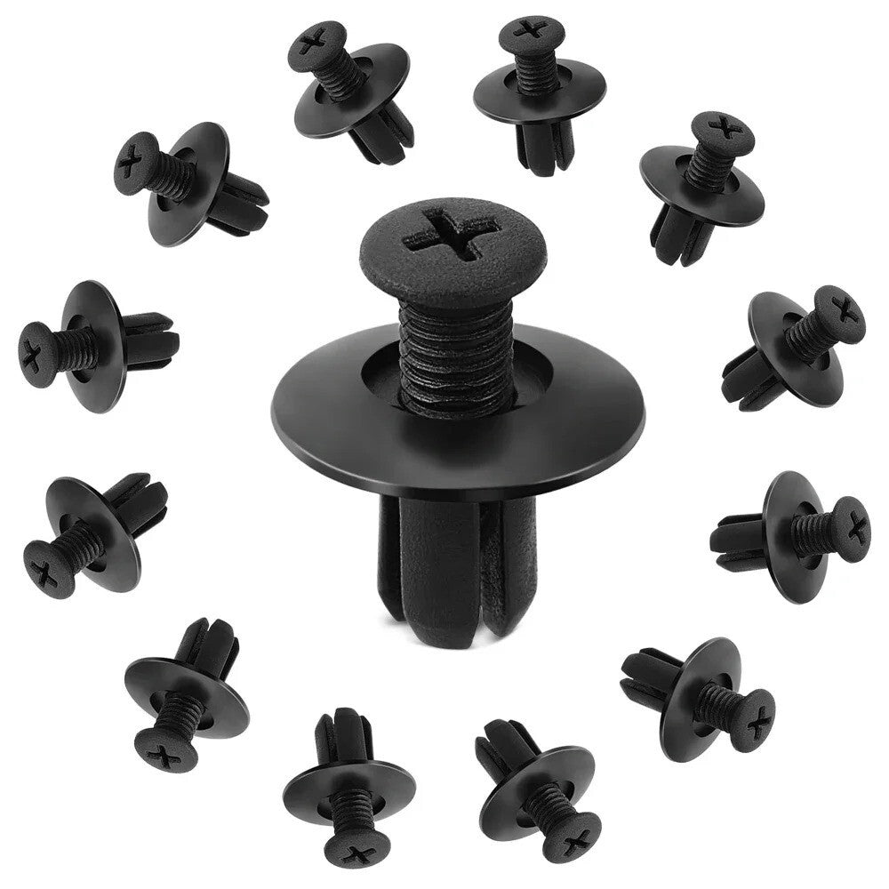 10x 8mm Hole Car Plastic Bumper Door Screw Push In Type Expanding Rivet Clips