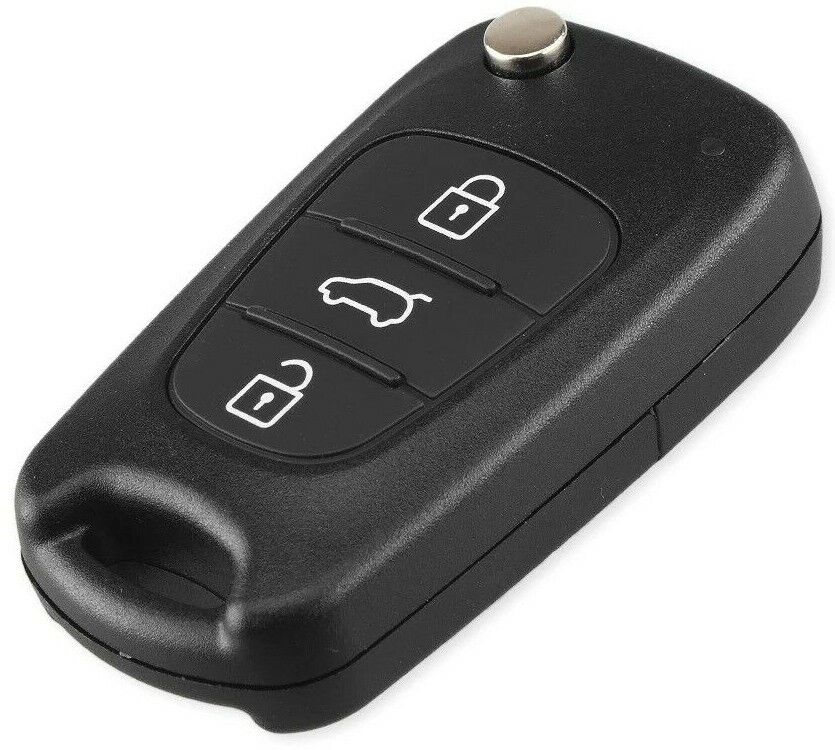 Hyundai Kia 3 Button Remote Flip Key Fob Shell with Uncut Blade