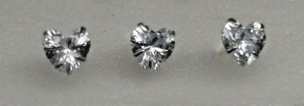 Heart Shape Clear Zircon Sterling Silver 925 Nose Stud 3mm (1x)